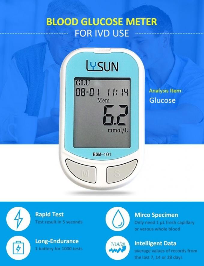 Lysun BGM-101 Diabetic Test Strips Blood Glucose Monitor 3