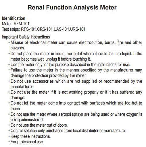 Renal Function UR CR UA Test Meter 0