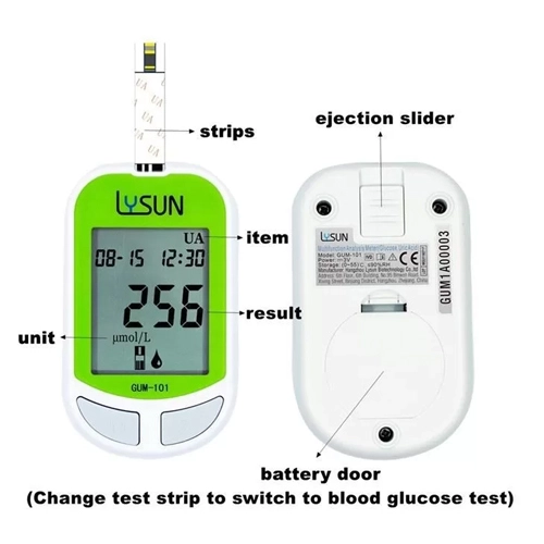 Digital Sugar Uric Acid Test Strip Active Blood Glucose Meter